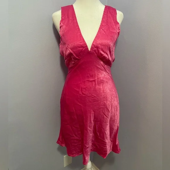 strapless open back dress Vibrant Fuchsia Pink Tiered Dress